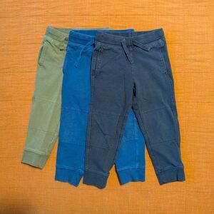 Set of Three Primary Jogger Pants in Blue, Green, and Navy